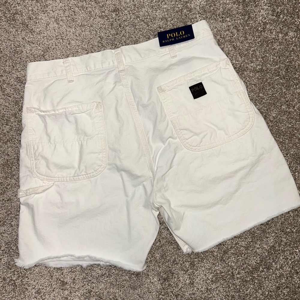 Polo Ralph Lauren Dungaree Cutoff Shorts Mens Size 33 White Carpenter Raw Hem